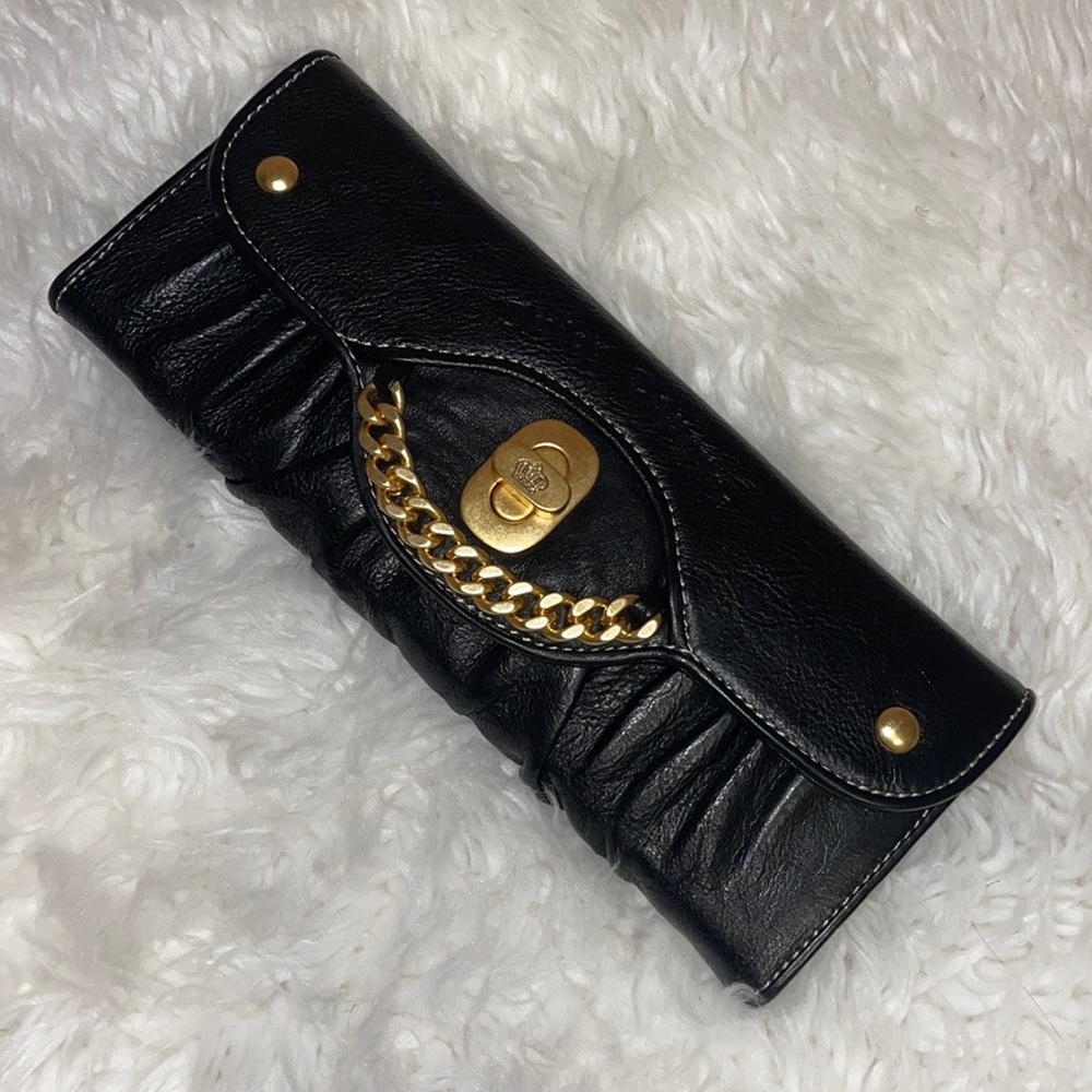 Juicy Couture Black Leather Gold Chain Wallet